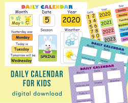 Kids Daily Calendar Childrens Morning Boardpreschool Etsy In 2020 Kids Calendar Daily Calendar Printables Kids