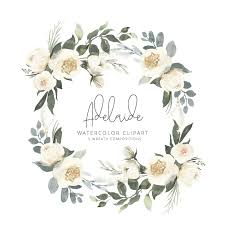 Adelaide Watercolor Clipart With White Roses And Eucalyptus Etsy In 2021 Watercolor Clipart Watercolor Flower Illustration Clip Art