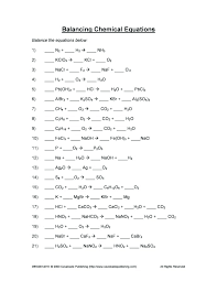 What can you change to balance an equation? Chemical Equation Balancing Worksheet Sumnermuseumdc Org