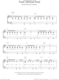 Eat right through the _____. Bart Food Glorious Food Sheet Music For Piano Solo Pdf