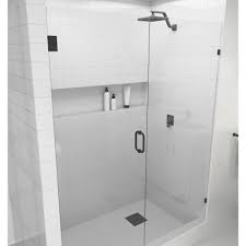 Glass Warehouse 36 25 In X 78 In Frameless Wall Hinged Shower Door In Matte Black With Handle Gw Wh 36 25 Mb The Home Depot