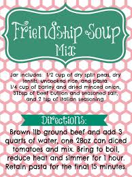 Friendship Soup Tag And Recipe Soup In A Jar Dried Lentils Milk Jar