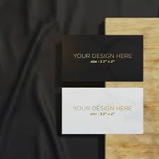 Two Elegant Business Card Mockup Template On The Top View Business Card Mock Up Elegant Business Cards Mockup Template