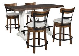 I love how versatile this table is! Valebeck Brown Counter Height Dining Table W 4 Backed Brown Barstools Furniture Merchandise Outlet