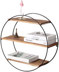 Shop from the world's largest selection and best deals for hanging shelf unit. Amazon Com Homode Floating Shelves 3 Tier Geometric Round Wall Shelves Decorative Wood And Metal Hanging Shelf Rustic Farmhouse Decor Furniture Decor