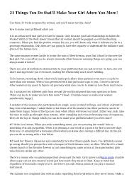 She might answer with two, three things though. 21 Things You Do That Ll Make Your Girl Adore You More