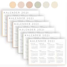 Kalender 2021 mit kalenderwochen + feiertagen: Kalender 2021 Zum Ausdrucken In 6 Farben Grossen A2 A3 A4 A5 Set Swomolemo Printables