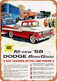 1958 Dodge Pickup Trucks Vintage Look Metal Sign Etsy In 2020 Dodge Pickup Pickup Trucks Dodge Trucks