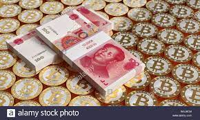 Download This Stock Image Golden Bitcoins And Yuan Chinese Money 3d Rendering Wxj6cm From Alamy S Library Of Million 3d Rendering Stock Photos Rendering