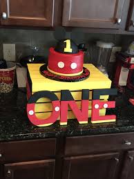 First Birthday Mickey Mouse Birthday Cake For 1 Year Old Boy One Year Old Party Mickey Mouse Clubhouse Diy Mickey Mouse Clubhouse Birthday Party Mickey First Birthday Mickey Mouse 1st Birthday