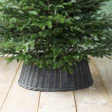 Woven rectangular storage basket out of newspaper. Wicker Basket Tree Skirt In New Trees Decor At Terrain Christmas Tree Base Beautiful Christmas Trees Cool Christmas Trees