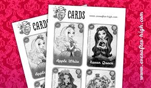 Children playing card board coloring page. Ever After High Character Cards Coloring Pages Ever After High