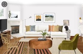 Eclectic Bohemian Global Living Room Design By Havenly Interior Designer Kate Boho Chic Living Room Global Living Room Brown Walls Living Room