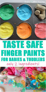Two Ingredient Taste Safe Finger Paint Happy Toddler Playtime Edible Finger Paints Easy Toddler Activities Baby Sensory Play