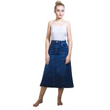 Jupe Denim Midi Midwash Jupes Jean Au Dessous Du Genou Bleu Cdiscount Pret A Porter