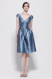 Watters Bridesmaids Collections Slate Blue Dupioni Silk V Neck Dress Dark Blue Bridesmaid Dresses Taffeta Bridesmaid Dress Blue Bridesmaid Dresses