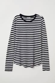 Black And White Striped Top Long Sleeved Jersey Top Striped Top Outfit Striped Long Sleeve Shirt