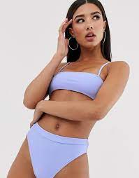 Missguided Mix And Match High Waisted Bikini Brief In Blue Asos Trendy Swimsuits Womens Swimsuits Bikini Bikini Swimsuits