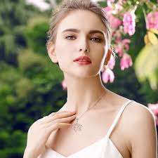 Xiaojing 925 Sterling Silver Star of David With Rose Gold Color Love Heart  Pendants & Necklaces For Women Fashion Jewelry Gift