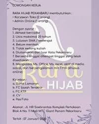 Rara hijab pekanbaru memberikan kesempatan berkarir untuk ditempatkan pada posisi sebagai berikut: Lowongan Pekerjaan Karyawan Toko Admin Sosmed Di Rara Hijab Pekanbaru Info Loker Muslim
