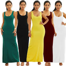 Also has tops, dresses, skirts, suits, and jackets in longer proportions. Plus Size Womens Casual Long Dress Simple Tank Solid Color Sleeveless Maxi Dress Ebay