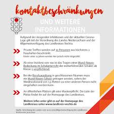 Mit unserer kampagne wollen wir menschen in niedersachsen daran erinnern, sich und andere vor einer infektion mit dem coronavirus zu schützen. Kontaktbeschrankungen Im Landkreis Vechta Stadt Damme