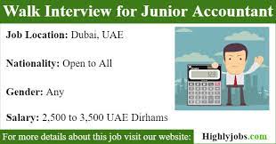 Walk Interview For Junior Accountant Job In Dubai Accounting Jobs Dubai Job
