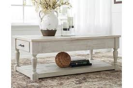 Rolanstar lift top coffee table with storage and rattan baskets, rustic wood raisable top central table for living room, hidden compartment shelf tabletop and metal frame, rustic brown signature design by ashley marion lift top cocktail table dark brown Shawnalore Coffee Table Ashley Furniture Homestore Coffee Table Whitewash Coffee Table Coffee Table With Storage