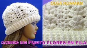 Descargá esta entrada en pdf! Gorro Tejido A Crochet En Punto Flores En Fila Paso A Paso Para Senoritas Youtube