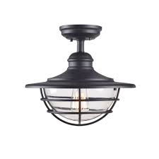 Kenroy Home Eli 1 Light Black Semi Flush Mount 93669bl The Home Depot Semi Flush Mount Lighting Flush Mount Lighting Outdoor Light Bulbs