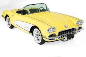 Rally red paint with black interior and black haartz soft top. 1958 Chevrolet Corvette Convertible Yellow Black 283 Automatic