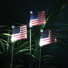 Solar Usa Flag Stake With White Led Lights Garden And Pond Depot