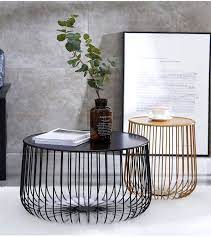 This stylish but functional round coffee table brings luxury into any home without being visually overwhelming. New Modern Black Gold Round Industrial Steel Wire Coffee Table Side End Table Black Coffee Tables Wire Coffee Table Side Coffee Table