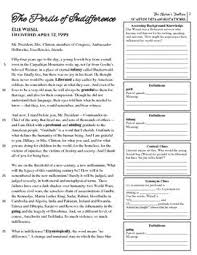 If the name of the student is elie, then you can get the worksheet answers for elie. Elie Wiesel S Perils Of Indifference Speech With Scaffolded Annotations Teaching Literature Teaching Night Elie Wiesel