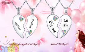 Matching sister necklaces for 2. Sister Necklaces For 2 Sterling Silver Big Sis Lil Sis Heart Necklace Twin Sorority Heart Halves Matching Amazon Com