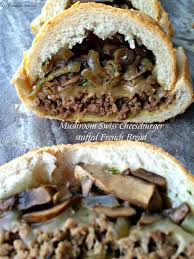 Mushroom Swiss Cheeseburger Stuffed French Bread Recipe Yummly Recipe Recipes Food Beef Recipes