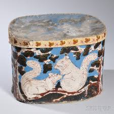 Wallpaper Hat Box With Squirrel Pattern Decoration America 19th Century Antique Wallpaper Sale Decoration Vintage Hat Boxes