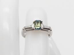 $5000 1.24ct BICOLOR Blue Green Certified NO HEAT Sapphire Diamond Platinum Ring | eBay