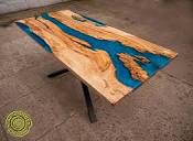 Pearl metallic epoxy resin river dining table hornbeam wood ...