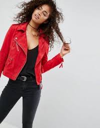 Asos Suede Biker Jacket Red Jacket Outfit Red Suede Jacket Biker Jacket Outfit