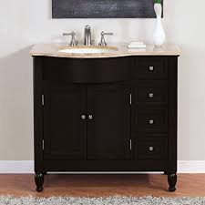 8.26'' h x 37'' w x 22'' d Amazon Com Silkroad Exclusive Hyp 0902 T Uic 38 L Off Center Single Left Sink Bathroom Vanity With Furniture Bath Cabinet 38 Dark Wood Home Kitchen