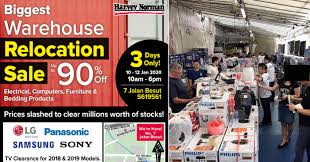Harvey norman has a shop with confidence outlook, so you can be sure that you will have access to the there is an extensive range of products originally purchased from harvey norman for sale by. Harvey Norman S Pore To Clear Millions Worth Of Stocks From Their Jurong Warehouse In Their Relocation Sale 10 12 Jan 20 Moneydigest Sg