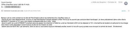 Chauffeur privé is the ideal solution to save time during your stay in tunisia and make your transfers tunis, hammamet, enfidha, monastir at low prices and in comfort and absolute security. Franck Gauthier33 Outlook Fr Franck Gauthier Arnaque Emploi 11 Commentaires