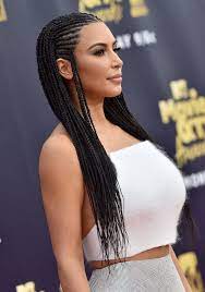 Kim Kardashian Tries To Defend Wearing Fulani Braids Again Kim Kardashian Braids Kardashian Braids Fulani Braids