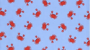 All Hands On Deck Fabric By Dear Stella Orange Crabs On Blue Ocean Crab Dear Stella Fabric Dear Stella Fabric