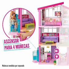 Casa de 3 pisos, 8 habitaciones, juego en cada ángulo, elevador funcional, piscina con tobogán y accesorios. Barbie Dreamhouse Casa De Munecas Mattel Ffy84 Amazon Es Juguetes Y Juegos Barbie Dream House Transforming Furniture Doll House