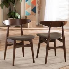 Baxton Studio Flamingo Dark Brown Fabric Upholstered Dining Chairs Set Of 2 2pc 6139 Hd The Home Depot Mid Century Dining Chairs Midcentury Modern Dining Chairs Solid Wood Dining Chairs