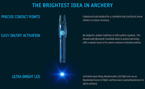 breadcrumb bluetooth and led illuminating archery arrow nock for hunting arrow or crossbow bolt