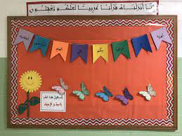 لوحة ترحيبية بتلاميذ الصف الثامن welcoming the 8th grade students arabic class classroom library arabic worksheets country flags
