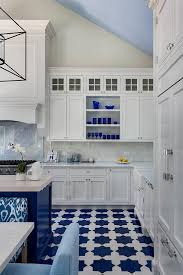 Our tile collection is best described as artisan tile s. White And Blue Moroccan Style Floor Tiles Contemporary Kitchen